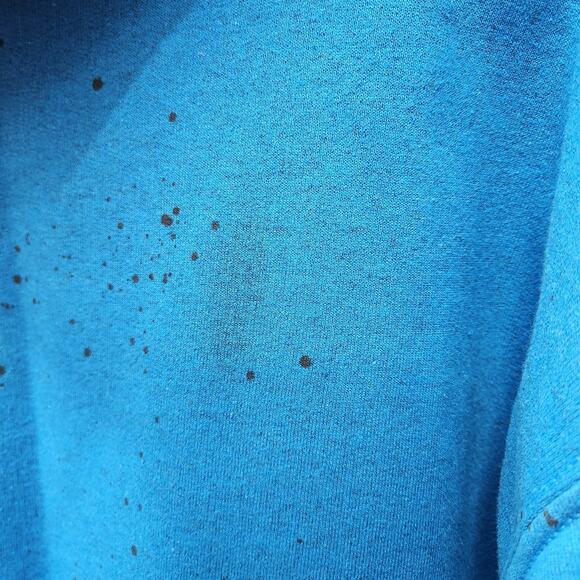 Hustle Or Starve Blue Hoodie Mens Medium Pullover Y2K Graphic Sweatshirt - Picture 6 of 8